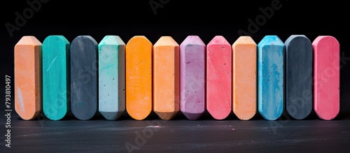 Colorful chalk sticks close-up photo