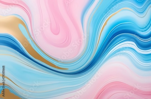 Abstract illustration of the background in watercolours - soft pastel pink and blue and golden lines