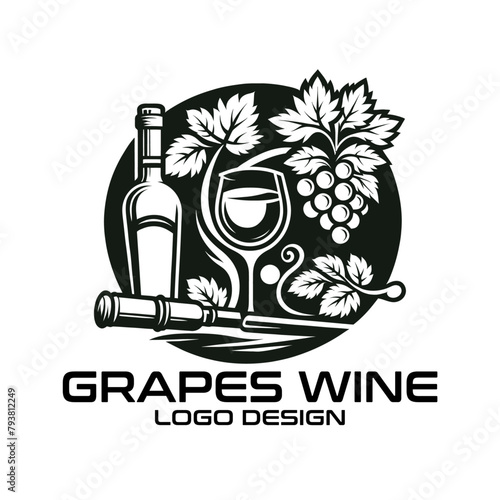 Grapes Wine Vector Logo Design  photo