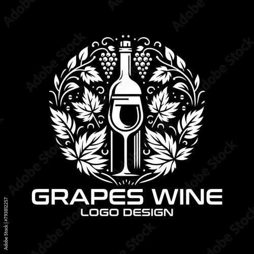 Grapes Wine Vector Logo Design  photo