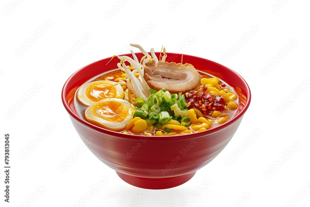 Exquisite Ramen Dish Captured in Mouthwatering Studio Shot on White Background Exquisite Ramen Dish Captured in Mouthwatering Studio Shot on White Background