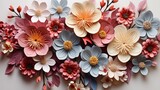 A Colorful Assortment of Handcrafted 3D Paper Flowers as Elegant Wall Decor