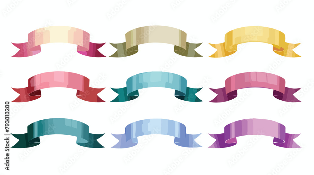 Flat vector ribbons banners. Set of decorative colore