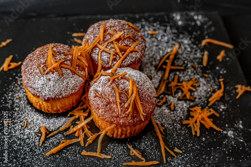 Wallpaper Mural Carrot  muffins on dark background.Healthy carrot cake muffins Torontodigital.ca