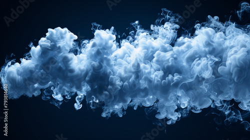A blue cloud of smoke is billowing out of a fire. The smoke is thick and dense, creating a sense of chaos and danger. The image evokes a feeling of unease and discomfort photo