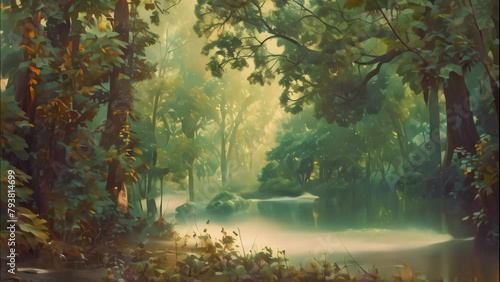 landscape forest with vintage color. 4k video animation photo