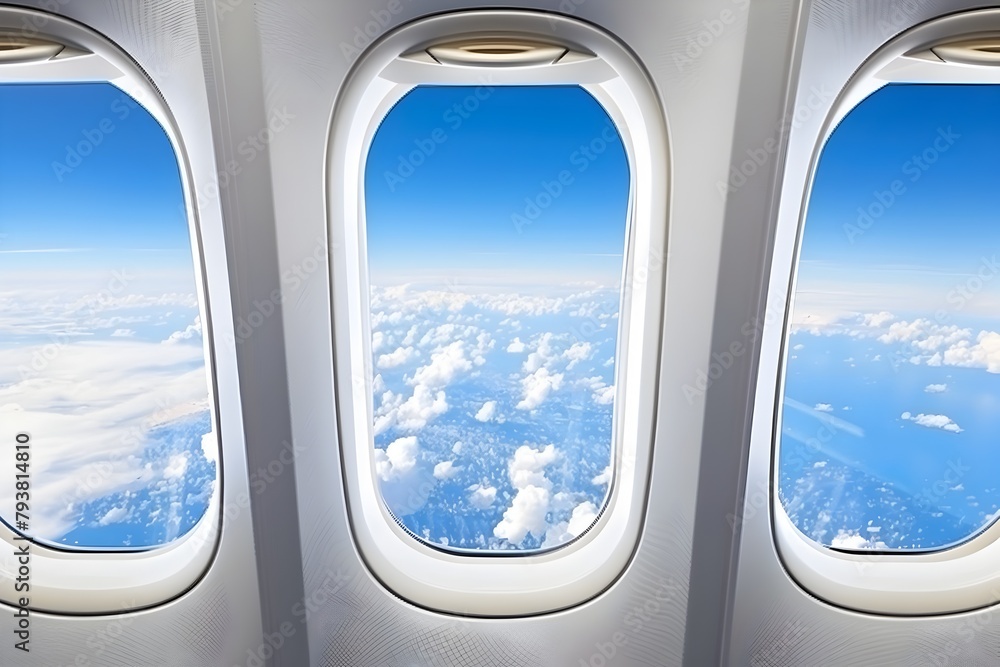 Breathtaking Aerial Perspective Through Aircraft Window Showcasing Serene Skyscape and Ethereal Cloud Formations