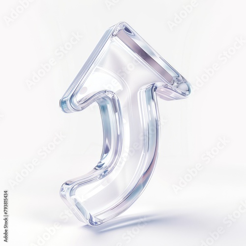 An arrow. blown volumetric glass graphic element