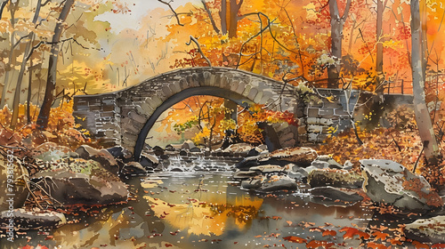 Autumnal Stone Bridge Spann...