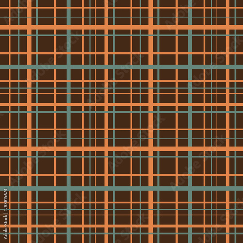 Wallpaper Mural Cool checkered pattern on brown background, stripes, checkered seamless texture, picnic tablecloth, bed linen, green and orange check. Torontodigital.ca