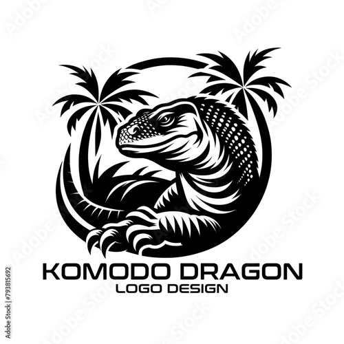 Komodo Dragon Vector Logo Design photo