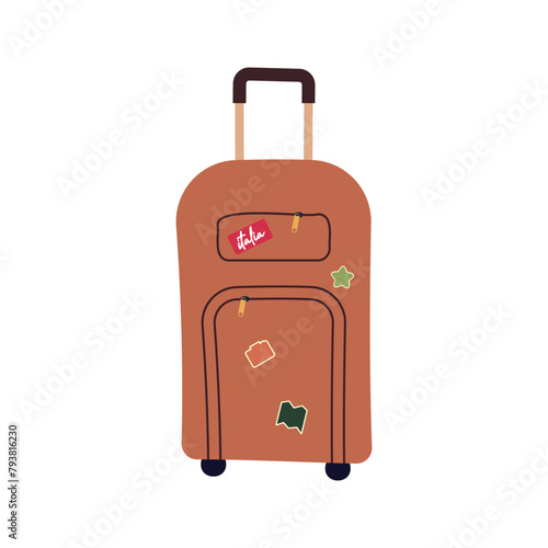 Icons luggage. Flat style summer travel suitcase. Suitcases and backpacks vector