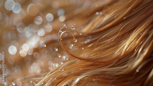 The essence of rejuvenation, a single strand of hair against a backdrop of regeneration and beauty enhancement photo