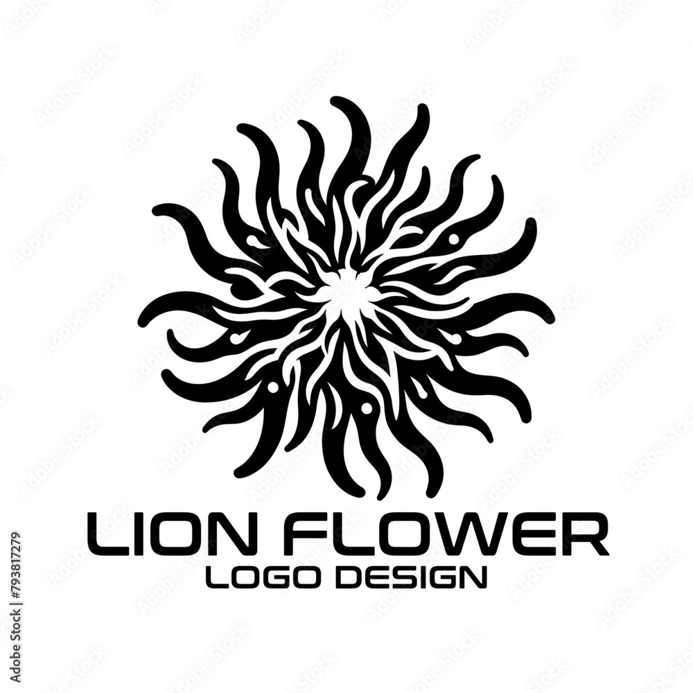 Lion Flower Vector Logo Design Lion Flower Vector Logo Design