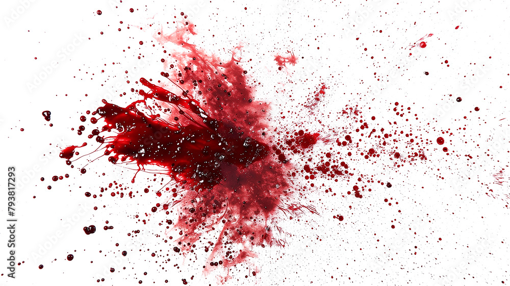 Realistic blood splatter isolated on white background. Generate Realistic blood splatter isolated on white background. Generate