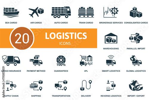 Logistics set. Creative icons.