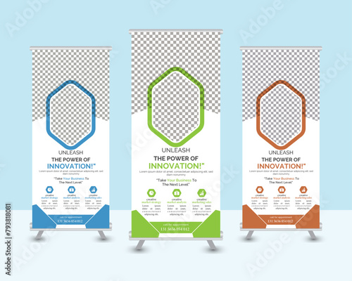 Business Roll Up Banner stand vector creative design.
