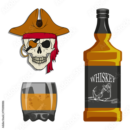bottle of whiskey and a glass, binge drinking, bottle and a glass, alcohol drink, alcohol for men, bottle of whiskey, ancient alcoholic drink, vector artwork
