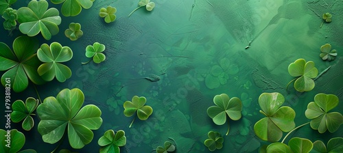 Cluster of aquatic green clovers floating on liquid surface banner