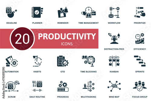 Productivity set. Creative icons.