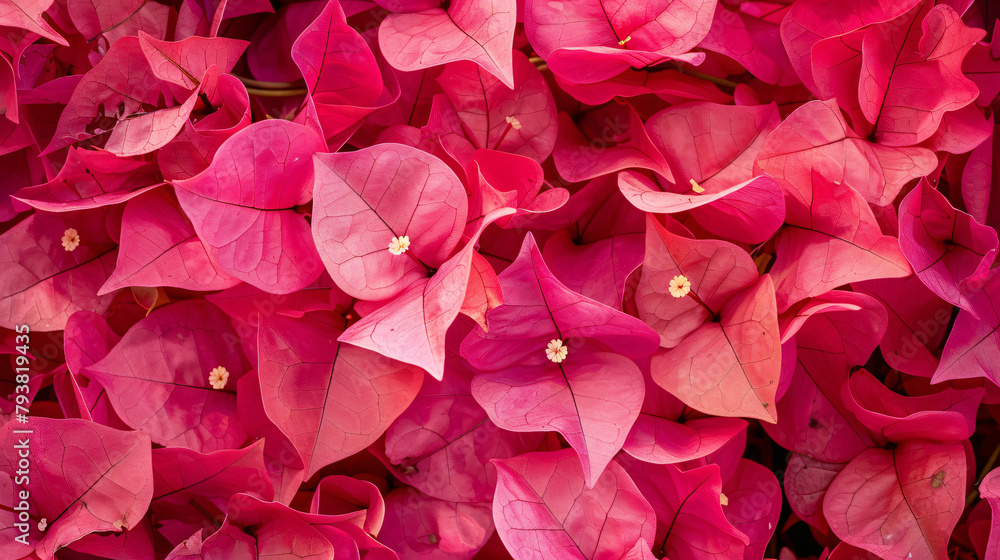 Closeup of red pink Bougainvillea flower using as background