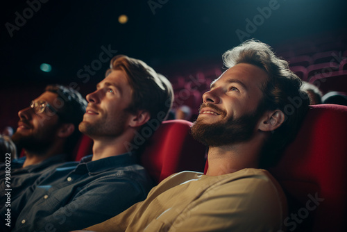 Picture of people watching 3d movie film created generative AI technology