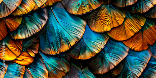 Close-up of iridescent butterfly wings in rich detail photo