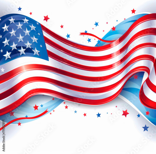 American flag illustration, happy 4th of July