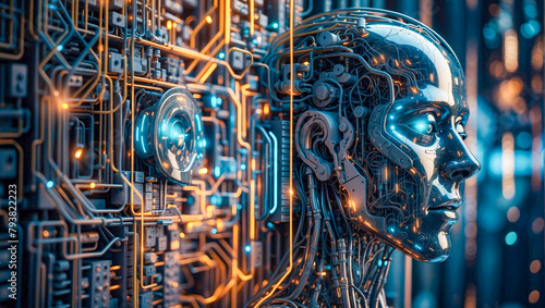 Obraz na płótnie Concept image to explain how AI hallucinations occur when an AI model generates false or illogical information that isn't based on real data or events, but is presented as fact. w salonie