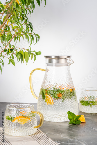 Transparent jug with lemonade