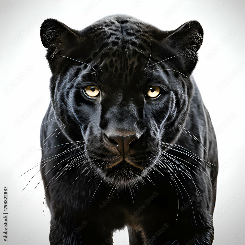Black panther on a white background.