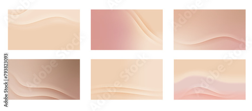 Nude gradient. Pastel nude background set, modern gradient vector design. Trendy screen.