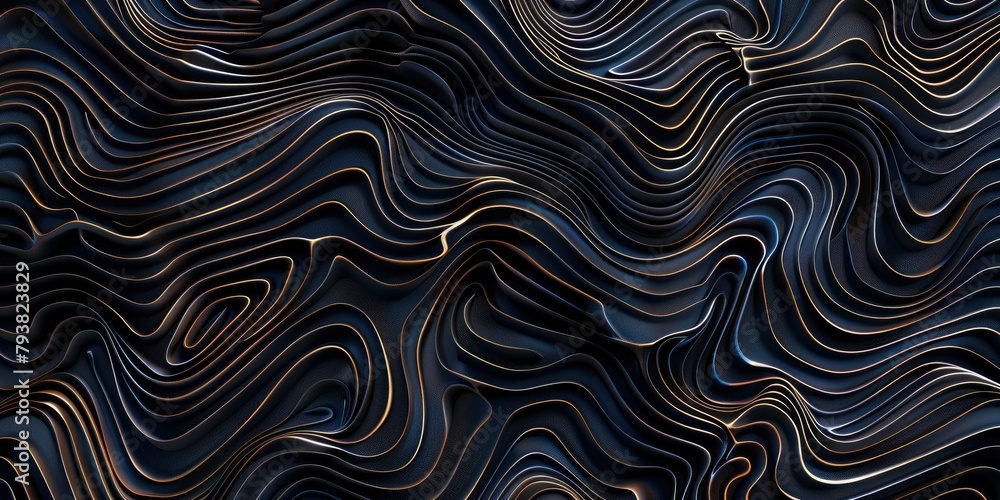 Illustrate a super realistic depiction of abstract wavy lines forming an intricate seamless pattern, ideal for adding a touch of sophistication to any design project. Illustrate a super realistic depiction of abstract wavy lines forming an intricate seamless pattern, ideal for adding a touch of sophistication to any design project.