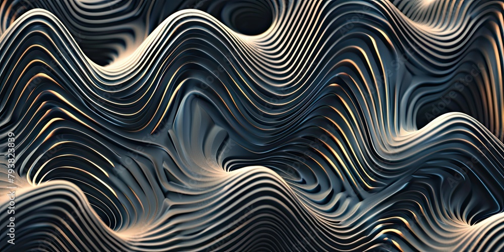 Illustrate a super realistic depiction of abstract wavy lines forming an intricate seamless pattern, ideal for adding a touch of sophistication to any design project. Illustrate a super realistic depiction of abstract wavy lines forming an intricate seamless pattern, ideal for adding a touch of sophistication to any design project.