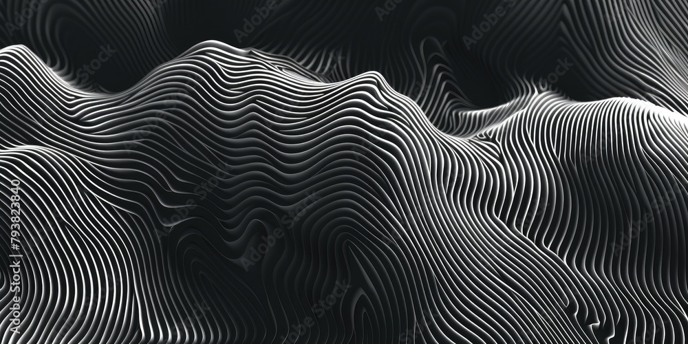 Illustrate a super realistic depiction of abstract wavy lines forming an intricate seamless pattern, ideal for adding a touch of sophistication to any design project. Illustrate a super realistic depiction of abstract wavy lines forming an intricate seamless pattern, ideal for adding a touch of sophistication to any design project.
