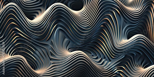 Illustrate a super realistic depiction of abstract wavy lines forming an intricate seamless pattern, ideal for adding a touch of sophistication to any design project.