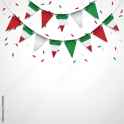 Republic day Italy. Garland with the flag of Italy on a white background. Vector Illustration
