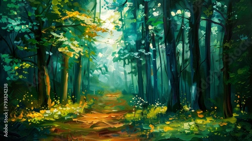 illustration paint art of forest background © wildan
