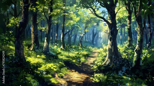 illustration paint art of forest background