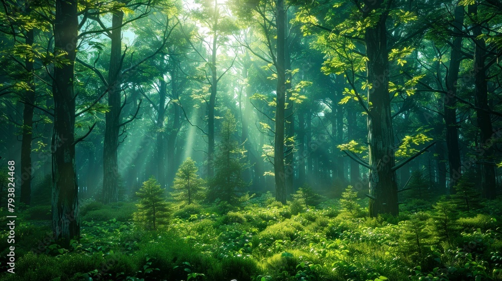 Obraz premium landscape, forest, mountain, beach, lake background