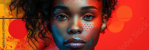 Fashion portrait of a beautiful african american woman with trendy make-up. photo