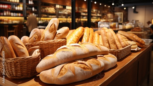 Various breads displayed on a wooden table