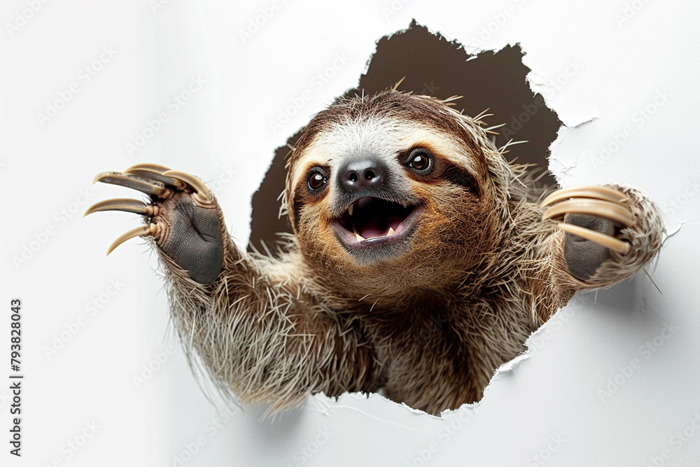 Fototapeta premium Sloth Emerging from Hole