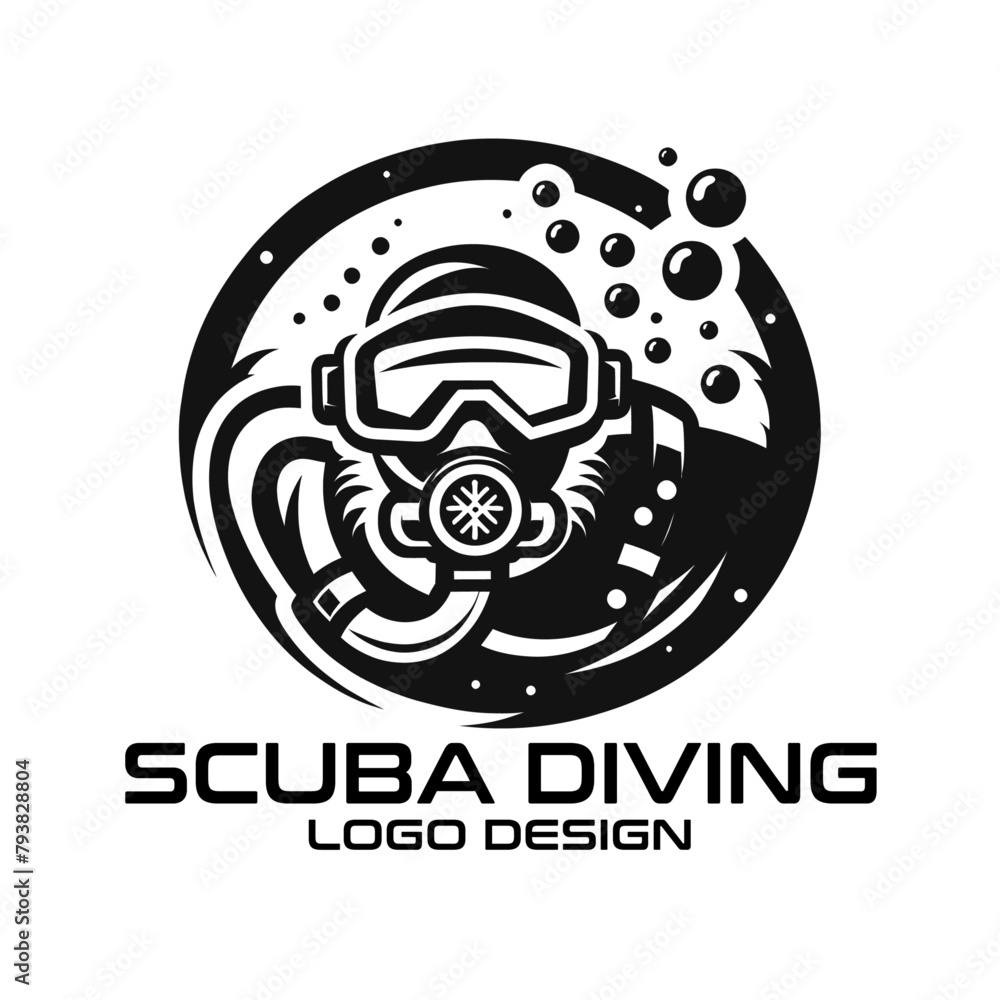 Scuba Diving Vector Logo Design Scuba Diving Vector Logo Design
