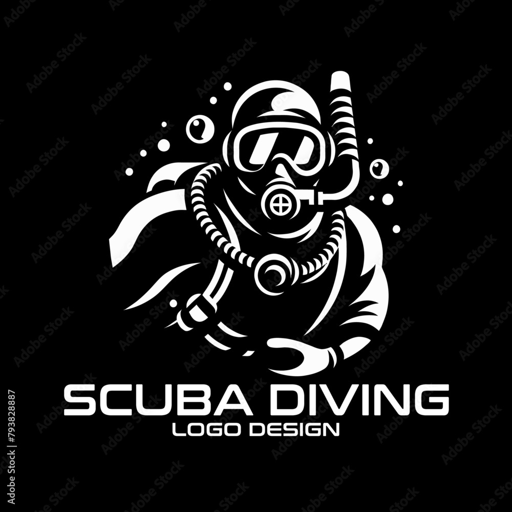 Scuba Diving Vector Logo Design Scuba Diving Vector Logo Design