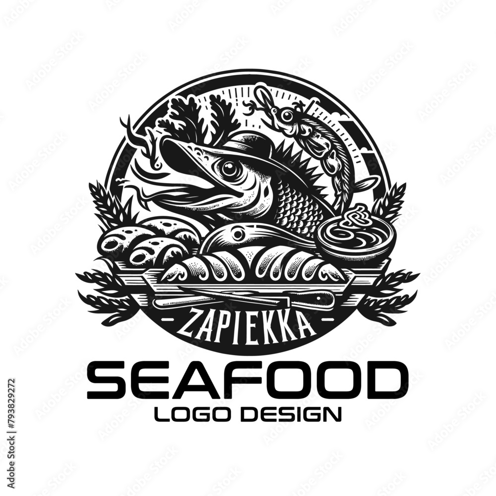 Fototapeta premium Seafood Vector Logo Design