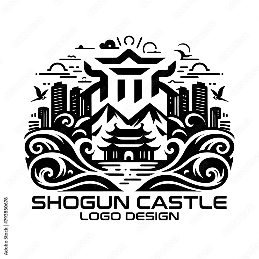 Fototapeta premium Shogun Castle Vector Logo Design