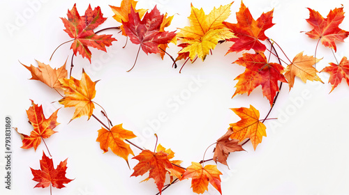 Colorful maple leaves in the shape of a heart.Autumn 