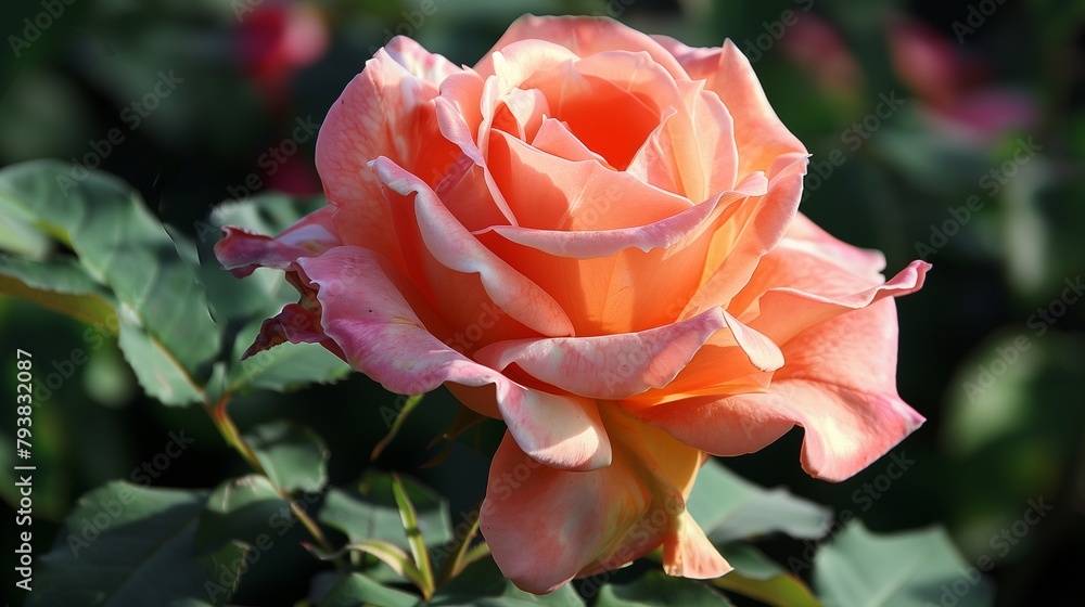 Exquisite beauty of a single Floribunda rose in bloom.