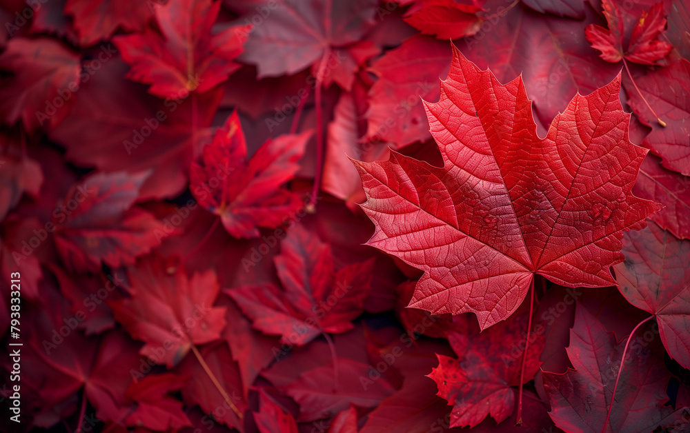 Group of red leaves. Generative AI